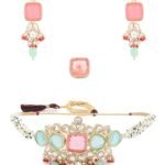 PEARLS Multicolor Stones & Beads Multistrand Beaded Kundan Choker Necklace Earring & Ring Set